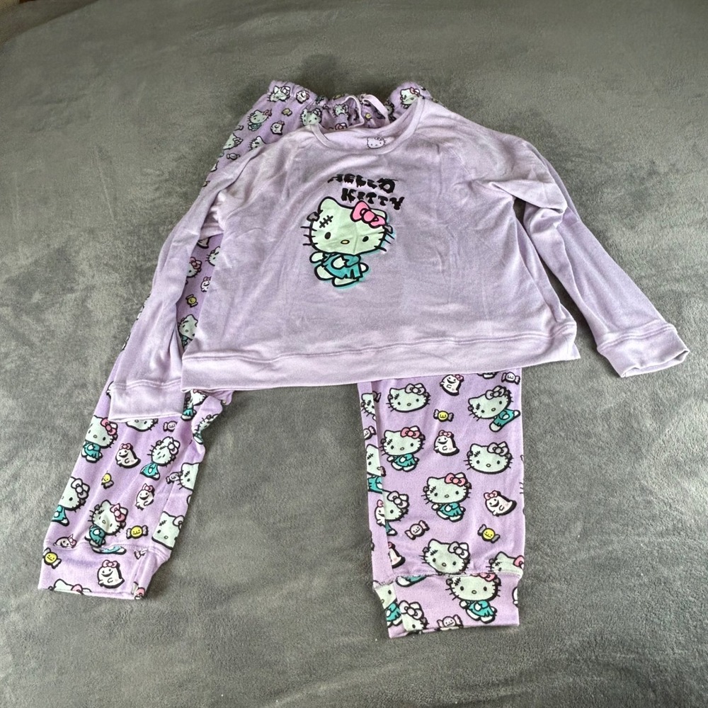 Hello Kitty Sanrio Frankenstein Pajama Set Purple Halloween Loungewear XL